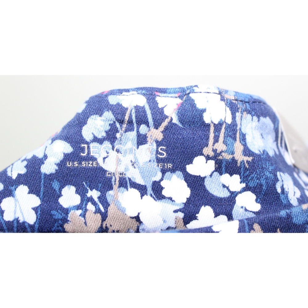 NWT Chico's Petal Print Pull On Jeggings Blue Floral Pants Size 1R 8 H13263 - Picture 8 of 16